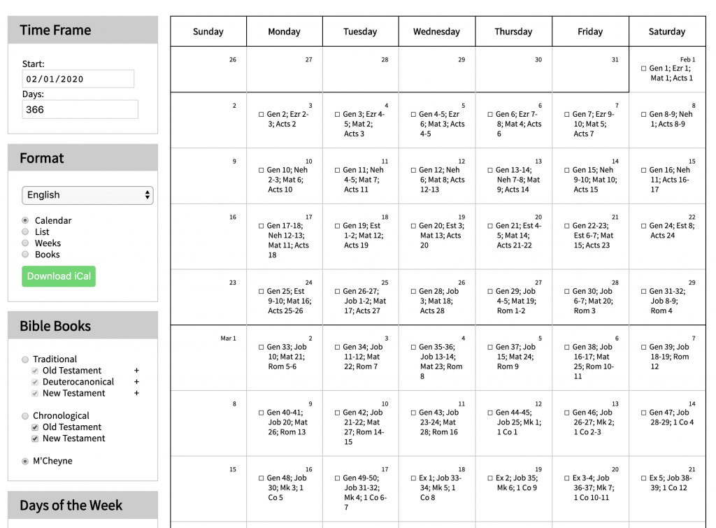 Daily bible reading plan