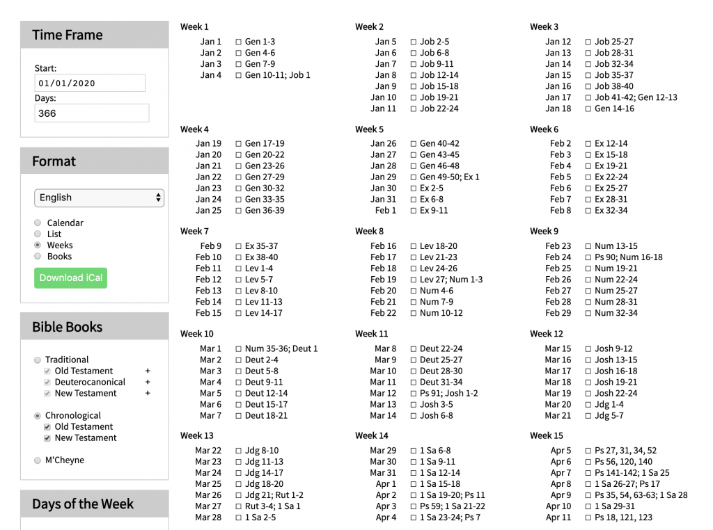 chronological bible reading plan 120 days