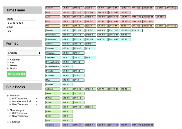 Bible Reading Plan Generator - John Dyer